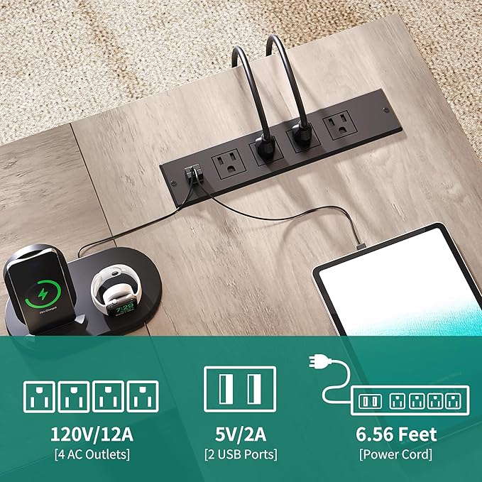 YITAHOME Executive Desk with Power Outlets, Executive Desk with Drawers & - Image 5