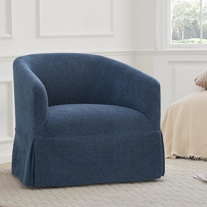 Swivel Accent Chair, 360 Degree Performance Fabric Armchair Modern Barrel - Image 7
