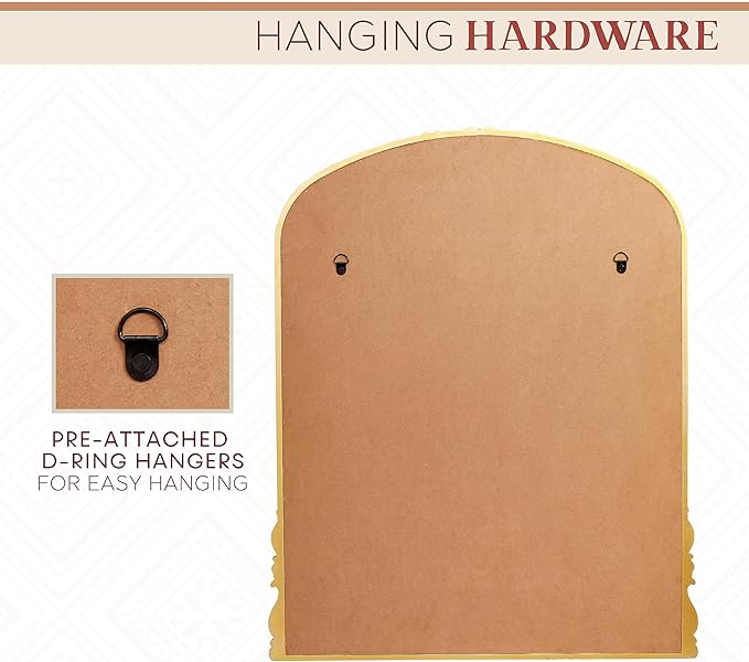 English Estate Carved Arch Wood Wall Mirror, Mirror - Image 5