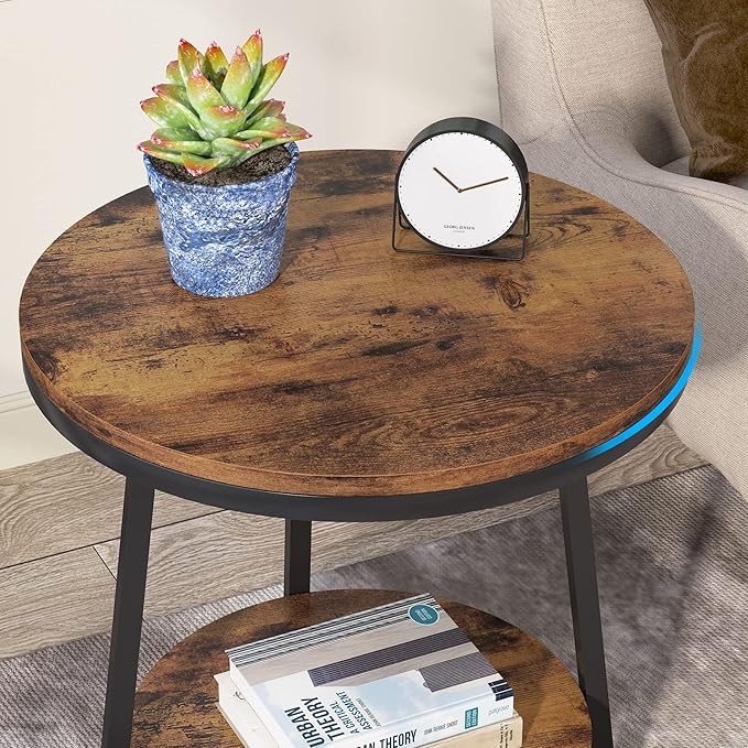 Tribesigns Round End Table Set of 2, 2 Tier Side Table - Image 6