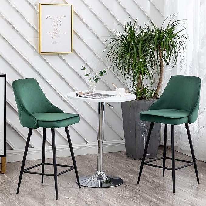 BTEXPERT Set of 2 Pack, Premium upholstered Dining 25" High Back Stool Bar - Image 2