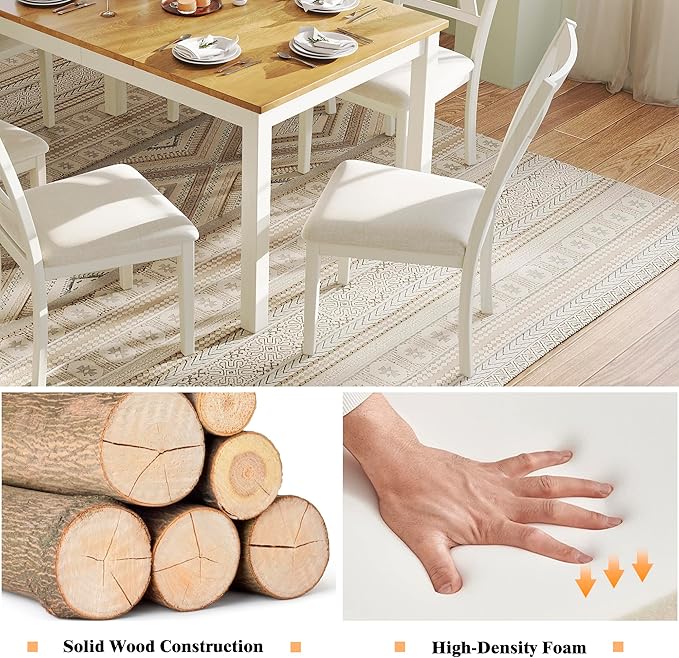 7-Piece Farmhouse Solid Wood Dining Table Set - Image 3