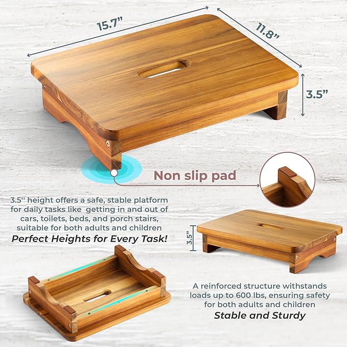 Wooden Step Stool, 3.5'' One Step Stool - Image 3