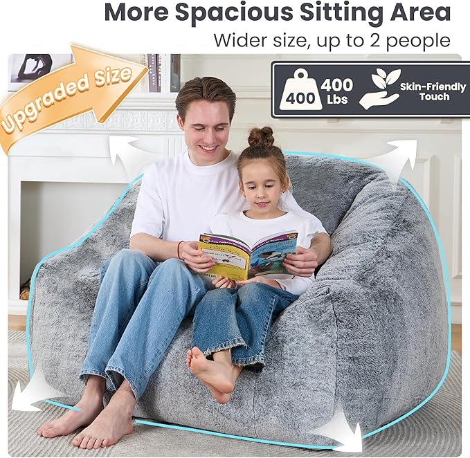 Bean Bag Chairs for Adults, Giant Beanbag Sofa Comfy Reading Chair, Oversized - Image 5