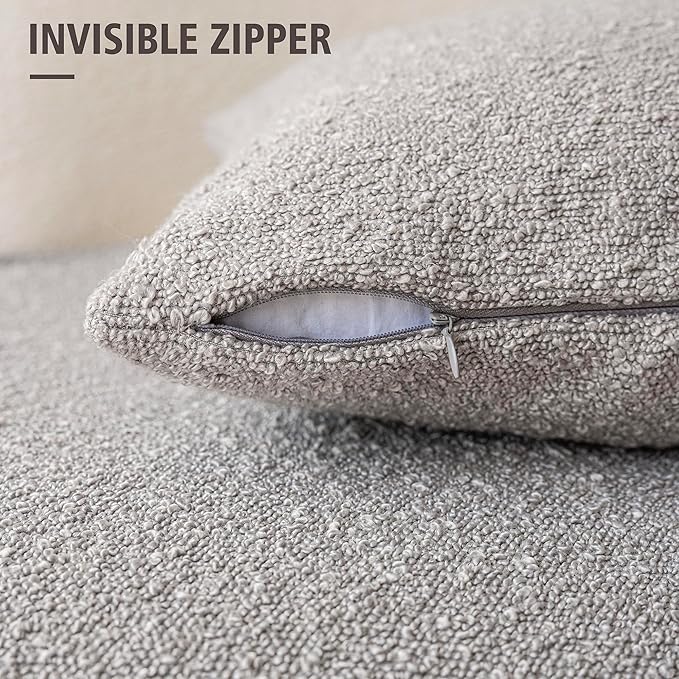 Foindtower Pack of 2 Textured Boucle Throw Pillow Covers Accent Solid - Image 3