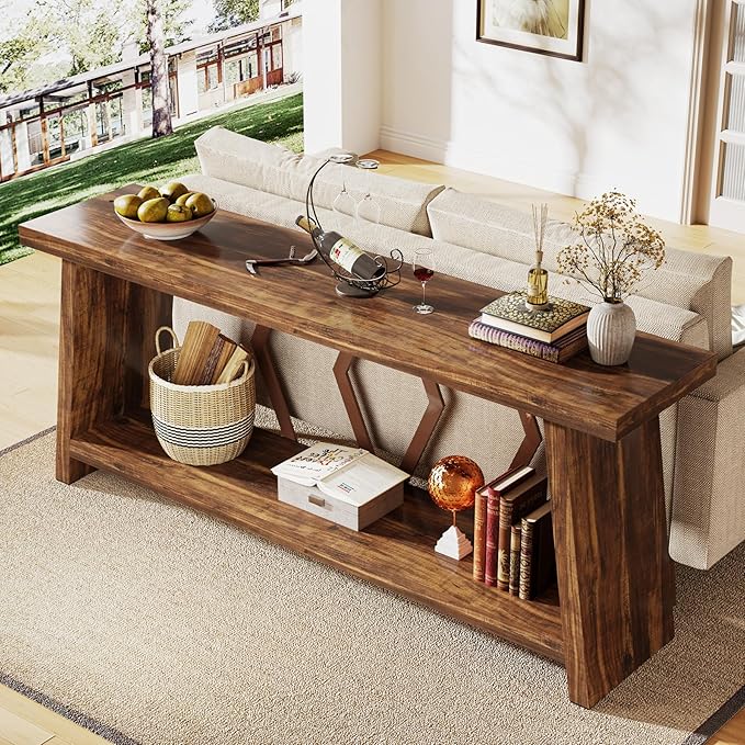 Tribesigns 70.86-Inch Farmhouse Console Table, Industrial Narrow Long Sofa - Image 5