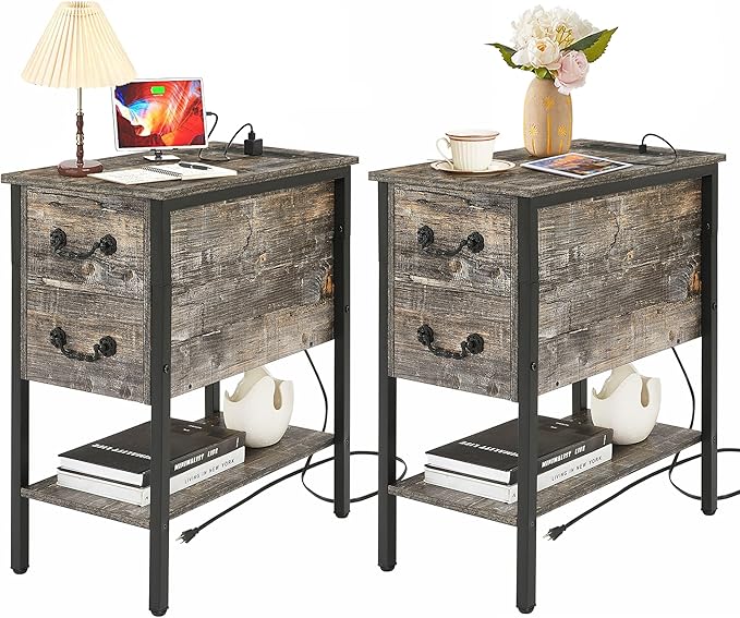 VECELO End Tables, Narrow Nightstands by VECELO