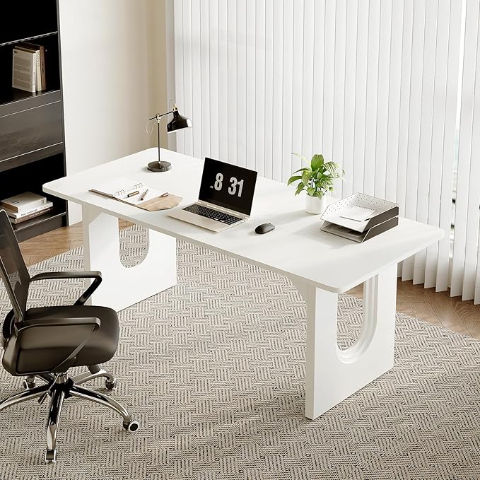 LITTLE TREE 70.8-Inch Home Office Desk, Study Writing Work Desk - Image 5