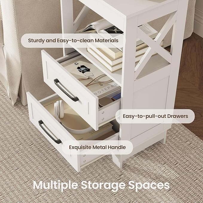 Tall Nightstand Set of 2 Side Table - Image 4