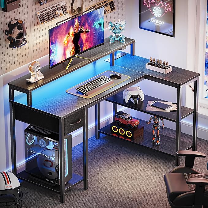 SUPERJARE 47 inch Reversible L Shaped Desk - Image 2