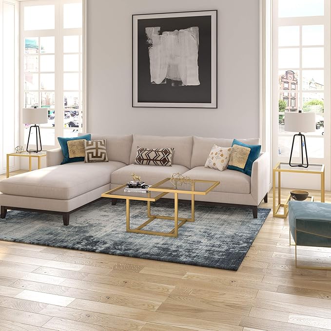 Henn&Hart 43" Wide Square Coffee Table in Brass, Modern coffee tables - Image 13
