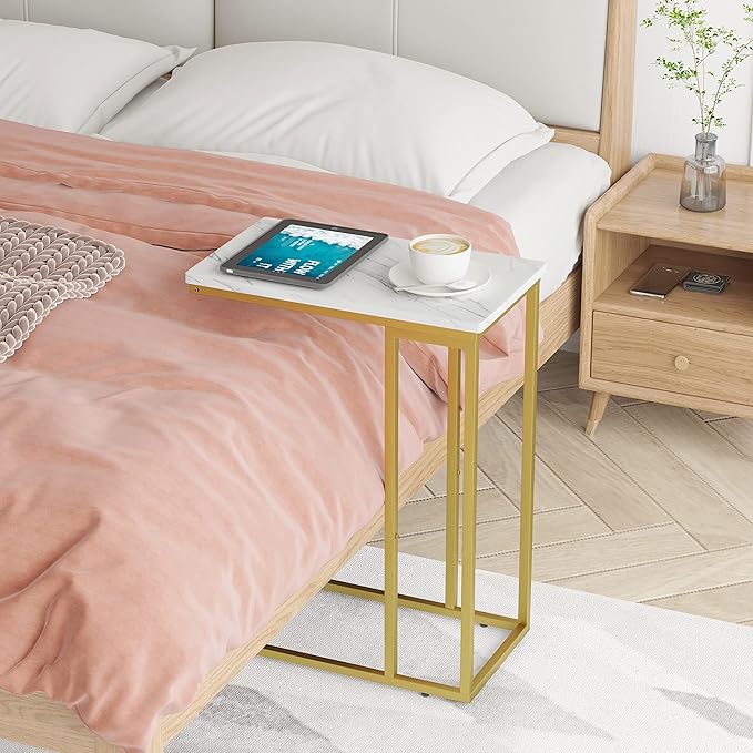 Yusong C Shaped End Table, Couch Side Table That Slide Under Sofa Bed, Small - Image 9
