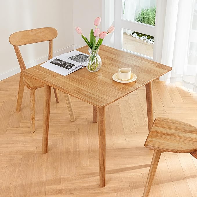 DELAVIN 29.5" Solid Wood Dining Table, Modern Small Dining Table, Square - Image 2