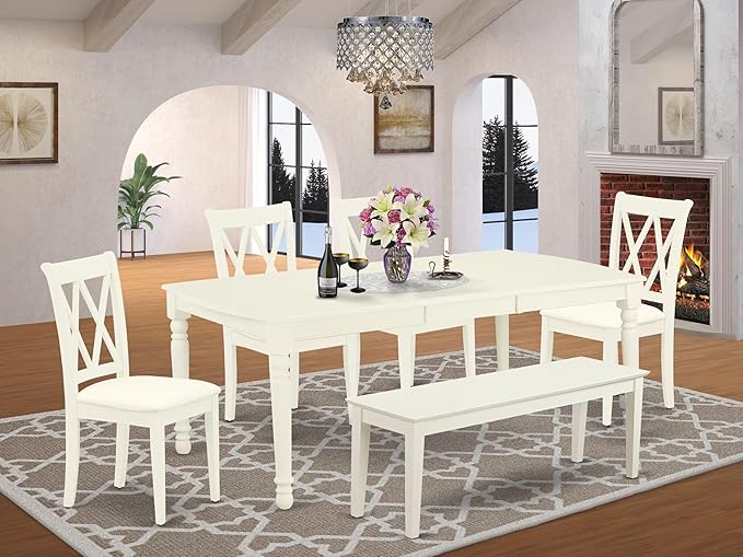 East West Furniture DOCL6-LWH-C 6 Piece Modern Dining Table Set Contains a - Image 2