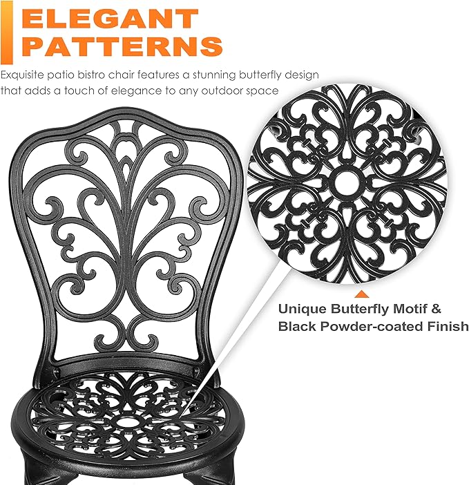 NUU GARDEN 3 Piece Bistro Set Outdoor, All Weather Cast Aluminum Patio Bistro - Image 3