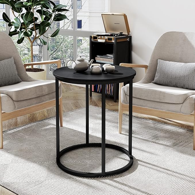 Yusong Round End Table, Nightstand Modern Bedside Table - Image 7