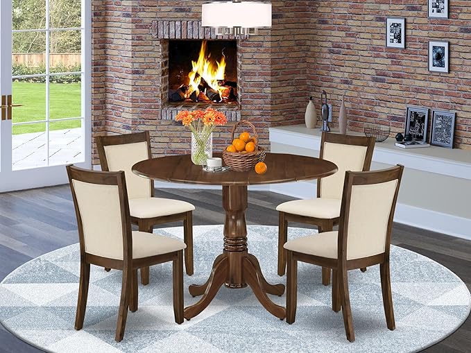 East West Furniture DLMZ5-AWA-32 5 Piece Dining Room Furniture Set Includes a - Image 2