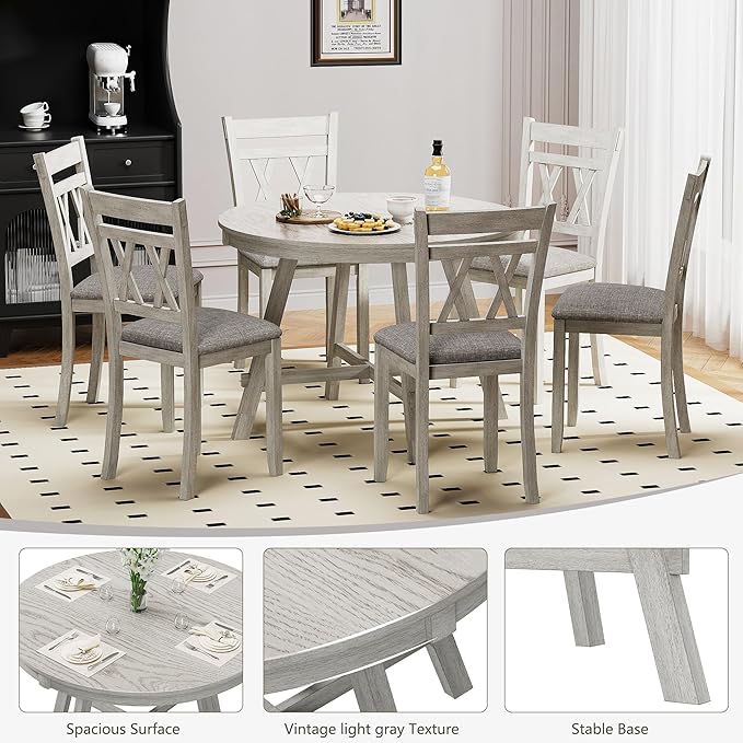 Round Solid Wood Dining Table, Part of Dining Table Set, Mix and Match Table - Image 3