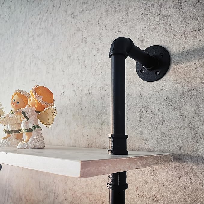 Pipe Industrial Ladder Shelves Bookcase, Wall Mounted Retro Wood Metal Pipe - Image 8