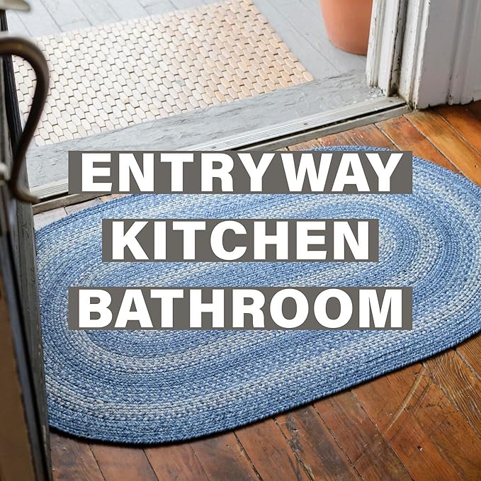 Denim Blue Oval Braided Rug, 2x3' - Image 8