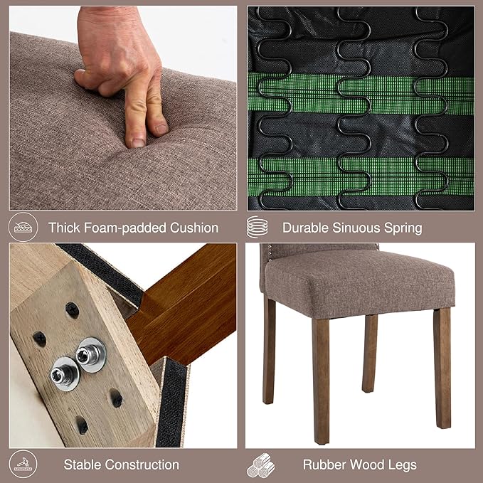 Stylish Upholstered Parsons Dining Chair Kitchen - Image 6