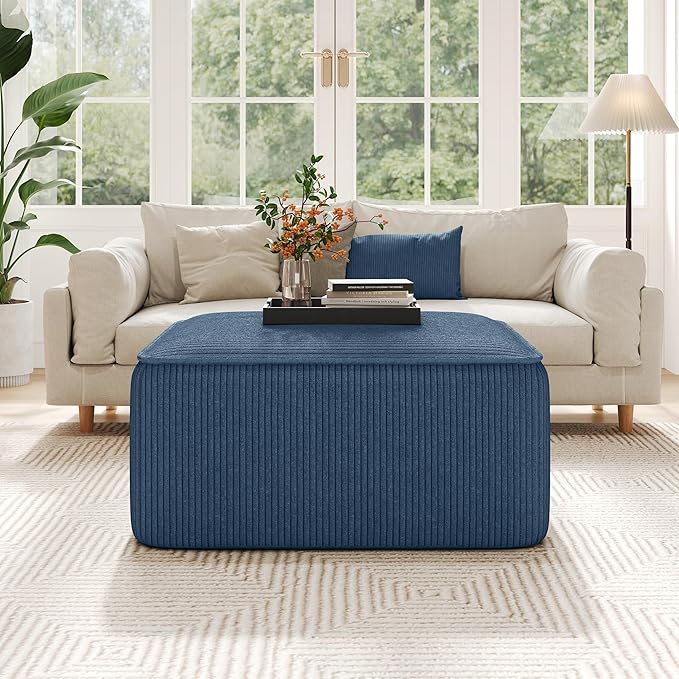 Christopher Knight Home Isa Corduroy Ottoman Footstool, Square Pouf Poufee - Image 4