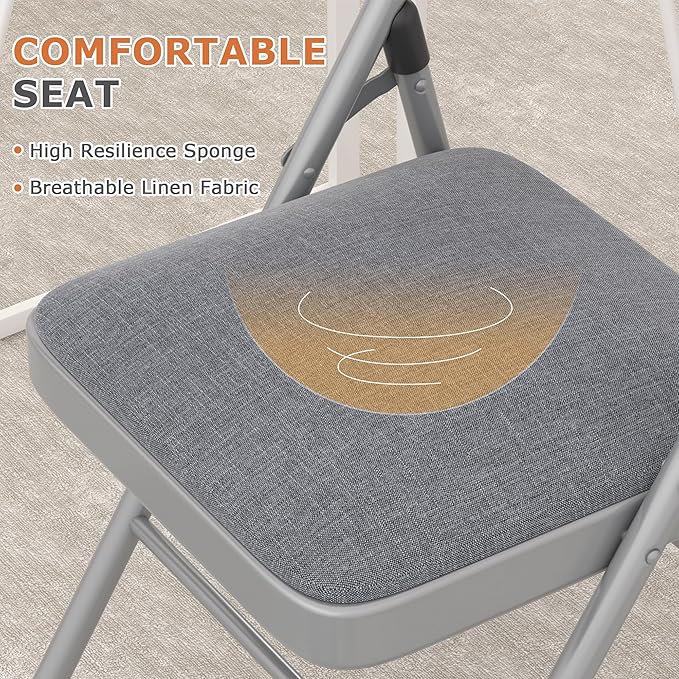 VECELO Padded Folding Chairs 4 Pack, Comfortable Cushioned Seat & Backrest - Image 6