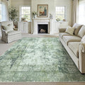 8x10 Washable Area Rug Dark Green Modern Neutral Abstract Living Room Bedroom by WondRg