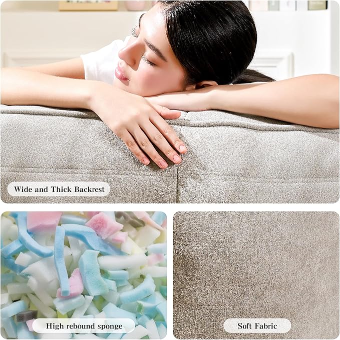 Bean Bag Chair with Ottoman, Comfy Bean Bag Sofa with Memory Foam, Lazy BeanBag - Image 7