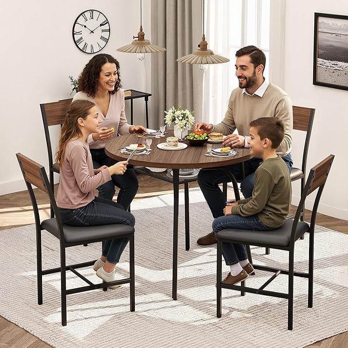 Pamapic Round Dining Table Set for 4, Kitchen Table and Chairs for 4, Dining - Image 6