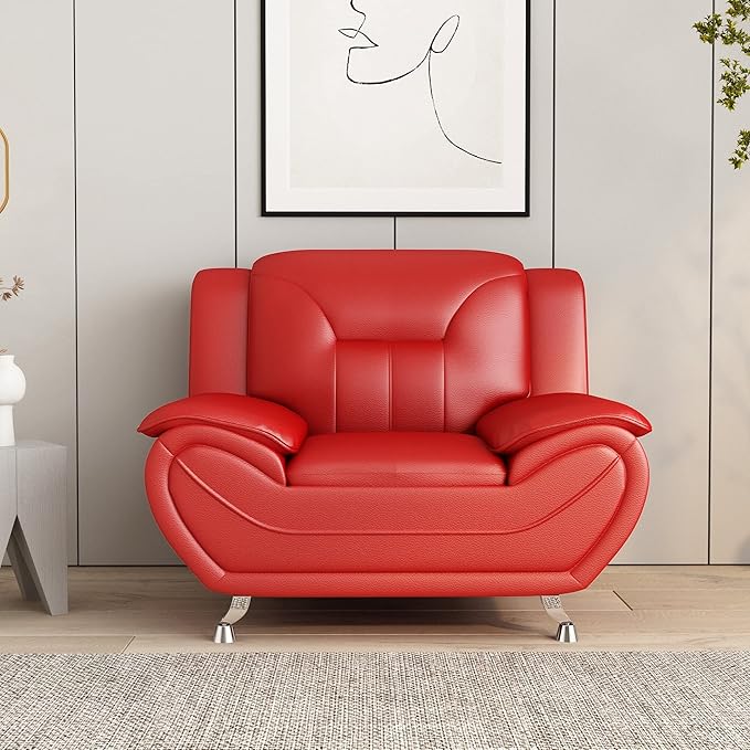 Container Furniture Direct Michael Modern Faux Leather Upholstered Stainless - Image 21