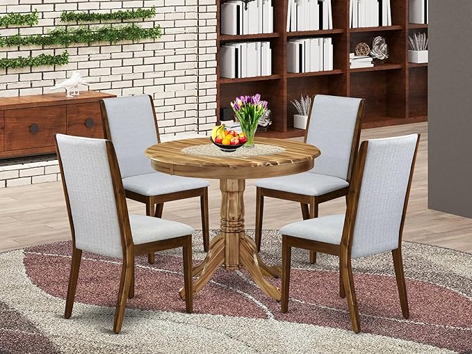 East West Furniture ANLA5-ANA-05 5 Piece Dining Room Table Set Includes a Round - Image 2