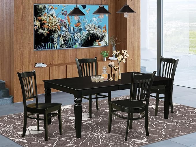 East West Furniture LGGR5-BLK-W 5 Piece Dining Room Furniture Set Includes a - Image 2