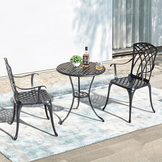 NUU GARDEN Patio Bistro Sets 3 Piece Cast Aluminum Bistro Table and Chairs Set - Image 3
