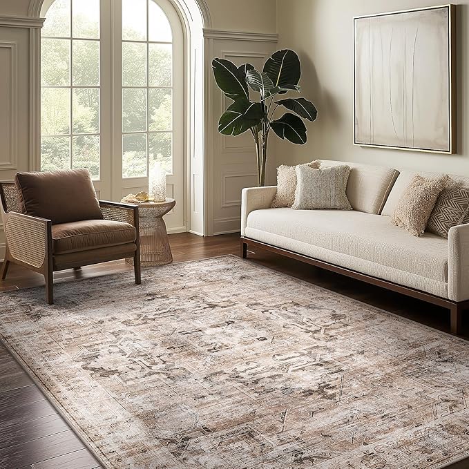GENIMO 6x9 Area Rugs for Living Room, Machine Washable Non Slip Vintage Retro - Image 3