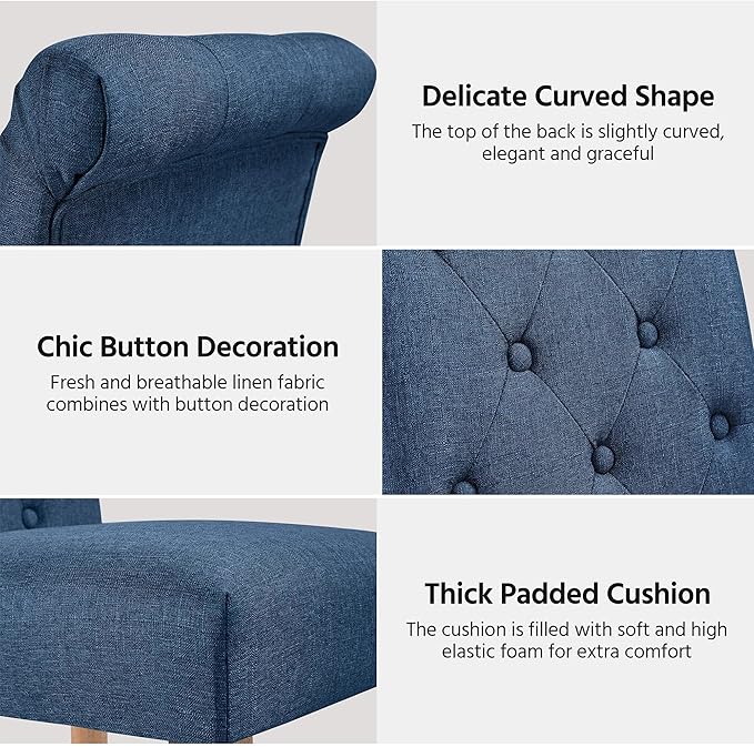 Yaheetech Dining Chairs Set of 4 Fabric Upholstered Dining Room Chairs - Image 6