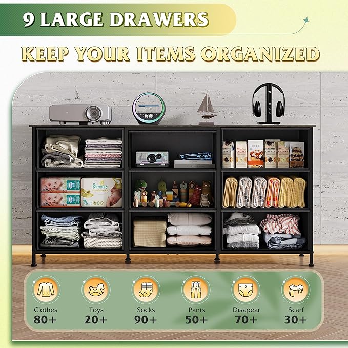 WLIVE 54''W Dresser for Bedroom, 65 inch TV, Wide Chest of Drawers - Image 4