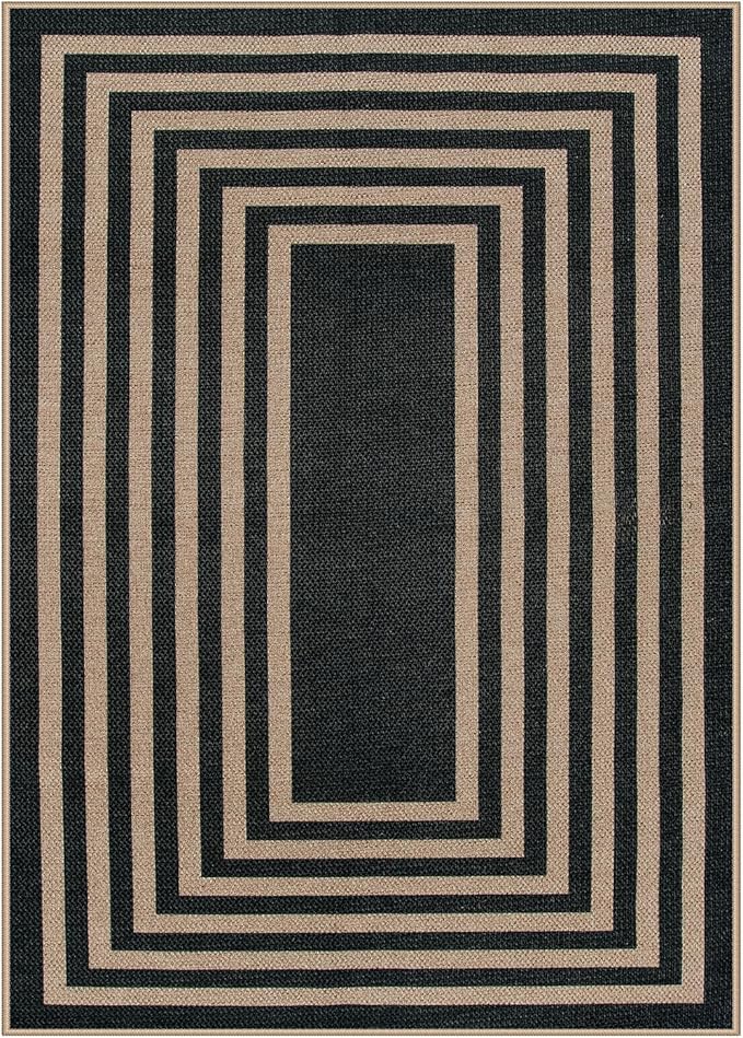 Lahome Modern Geometric Easy Jute Outdoor Rug, 5x7 Patio Living Room Rug Large - Image 9
