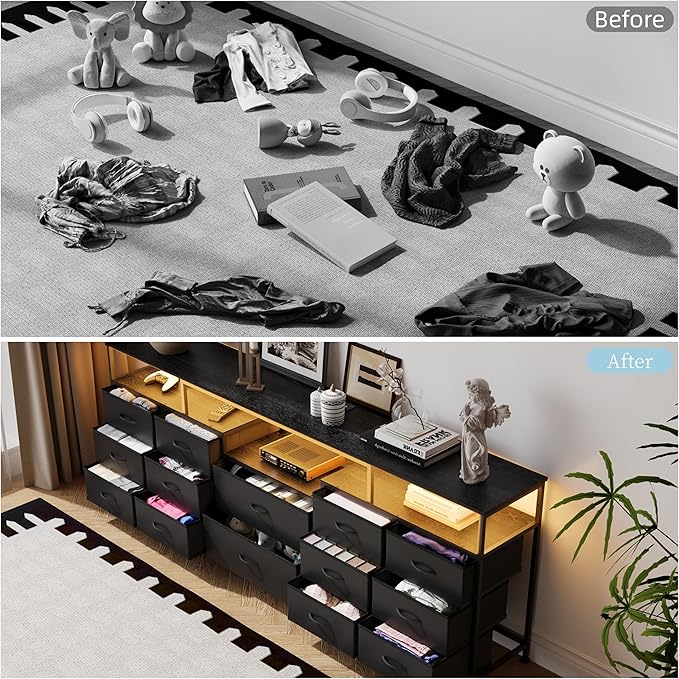 70.9" W Large TV Stand for 65/75/80 inchs TVs, 14 Drawer Long Dresser - Image 6