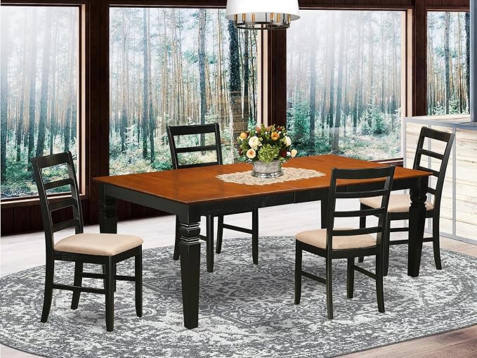 East West Furniture LGPF5-BCH-C 5 Piece Modern Dining Table Set Includes a - Image 2