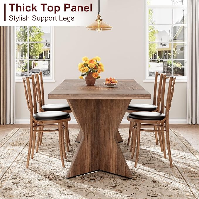 GarveeHome Dining Room Table 6, 71 Inch Rectangular Kitchen Table Dining Room - Image 4