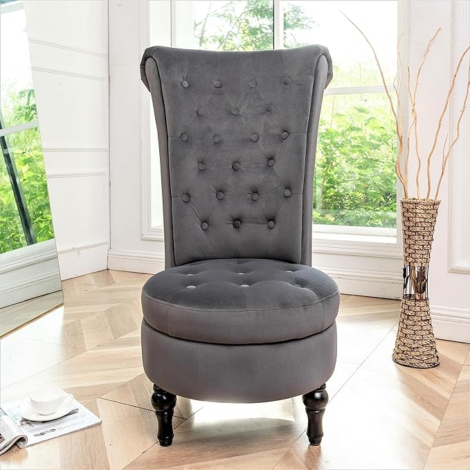Container Furniture Direct Royal High-Back Velvet Accent Chair - Image 12