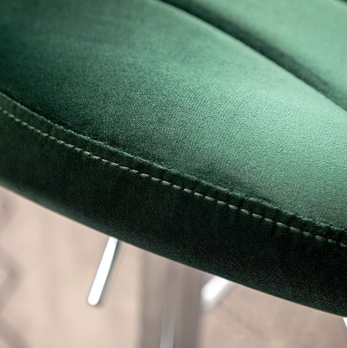 Roundhill Furniture Ellston Velvet Adjustable Swivel Barstools in Green - Image 14