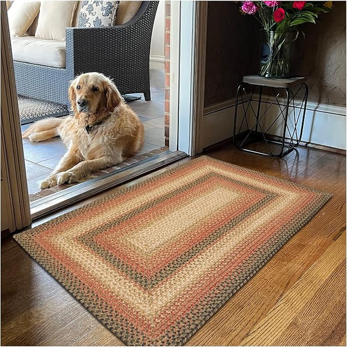Russet Multi Color Jute Braided Rugs, 20x30 Rectangle by Homespice