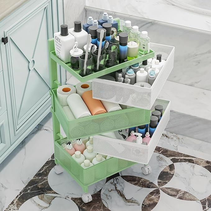 Fruit Basket for Kitchen No Assembly 4-Tier Rotating Storage Rack, Vegetable - Image 5