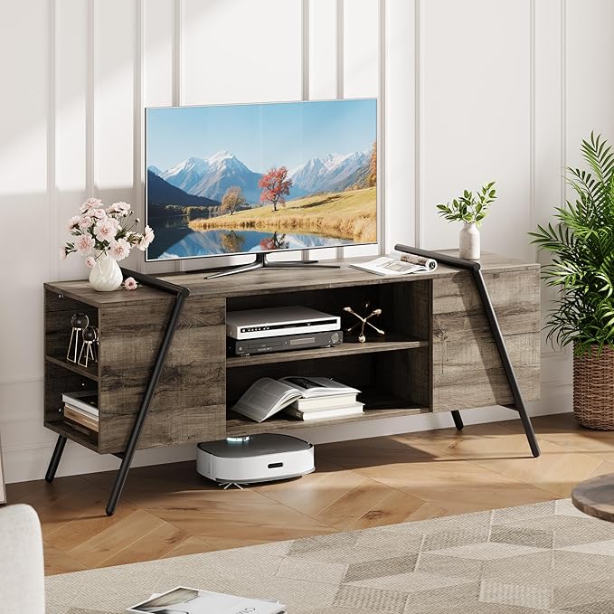 TV Stand for 65 60 55 50 Inch TV, Industrial Media Console Table for Living Room by GAOMON
