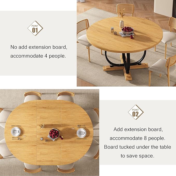 59" Round Extendable Dining Table - Image 6
