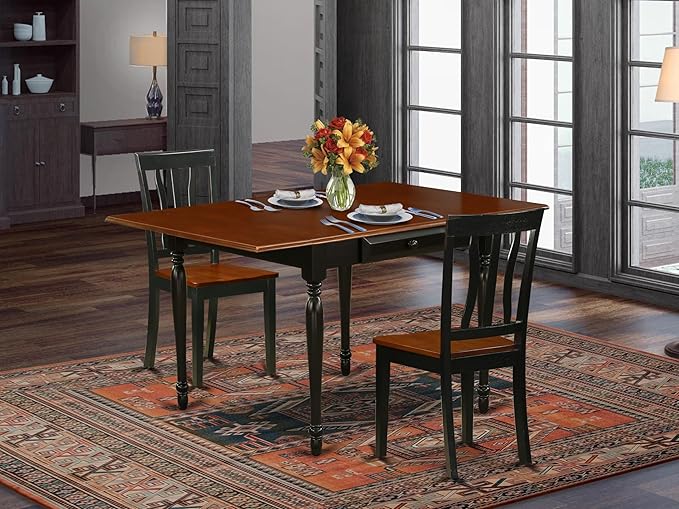 East West Furniture MZAN3-BCH-W 3 Piece Dining Table Set - Image 2