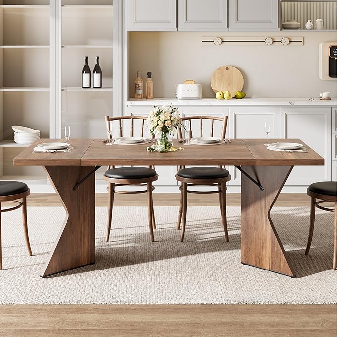 GarveeHome Dining Room Table 6, 71 Inch Rectangular Kitchen Table Dining Room - Image 3