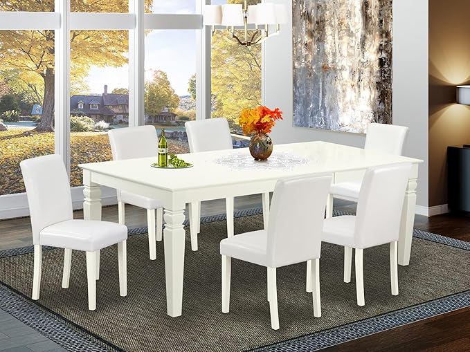 East West Furniture LGAB7-LWH-64 7 Piece Modern Dining Table Set Consist of a - Image 2